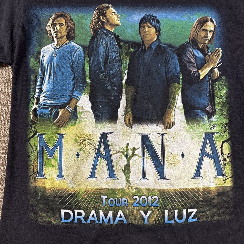 MANA 2012 Drama Y Luz Tour T-shirt Black Small Double Sided Lot Shirt Band Music - Picture 2 of 7